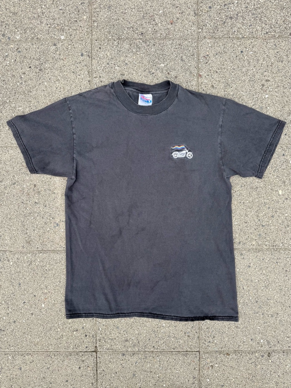 Vintage Hanes Faded Black Pride Embroidered Graphic T-Shirt • Sz M